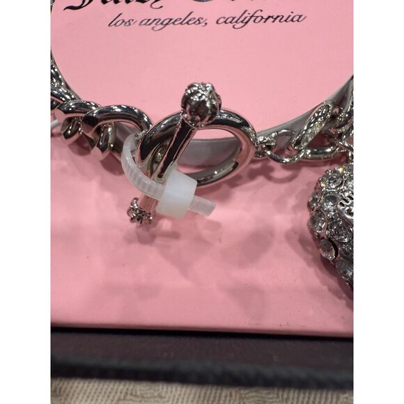 Juicy Couture Silver-Tone Chain Bracelet With Crystal Heart Lock Charm  Pink Box - Picture 5 of 6